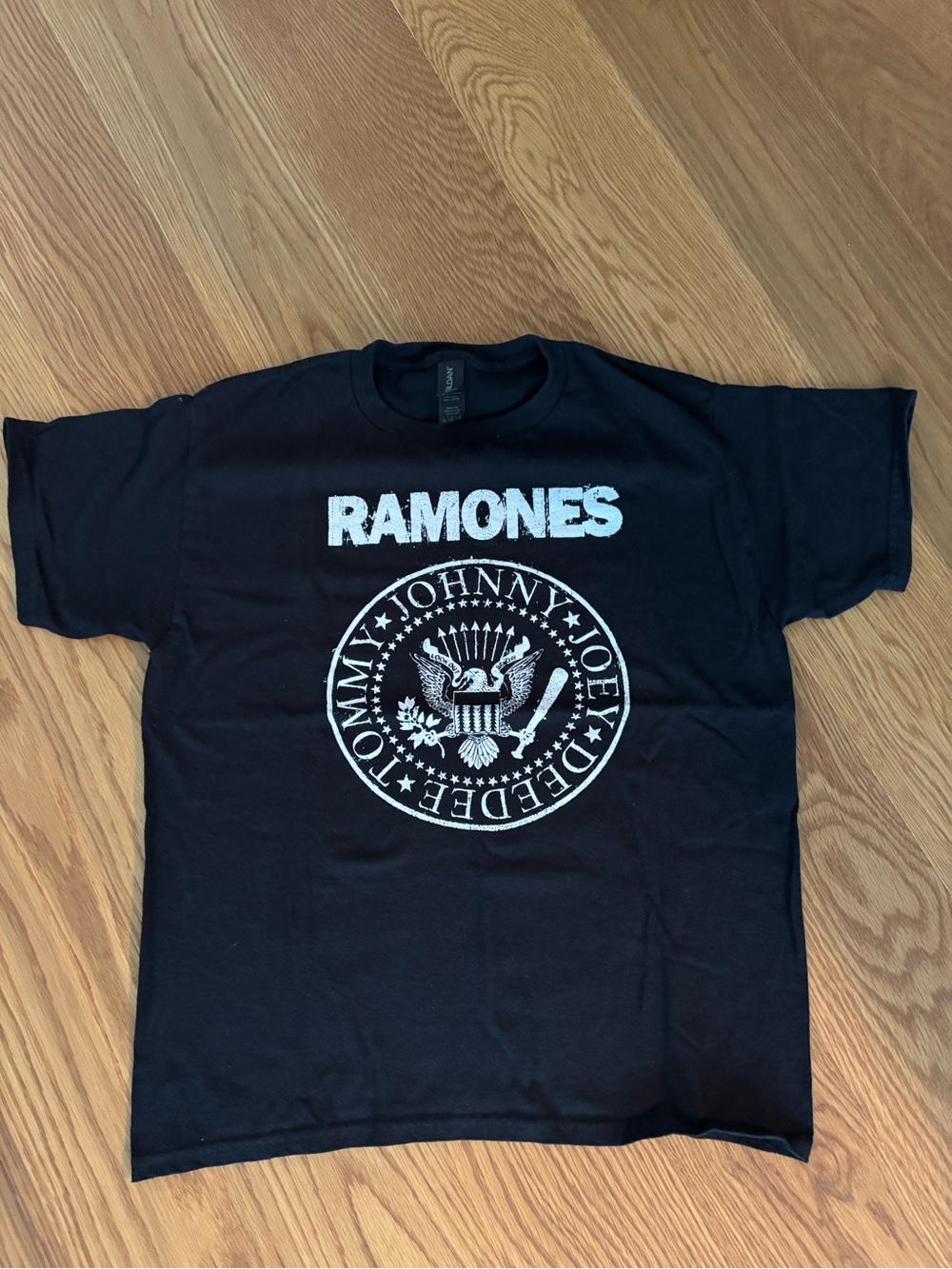 Kids Gildan Black Ramones Graphic Tee with White Print